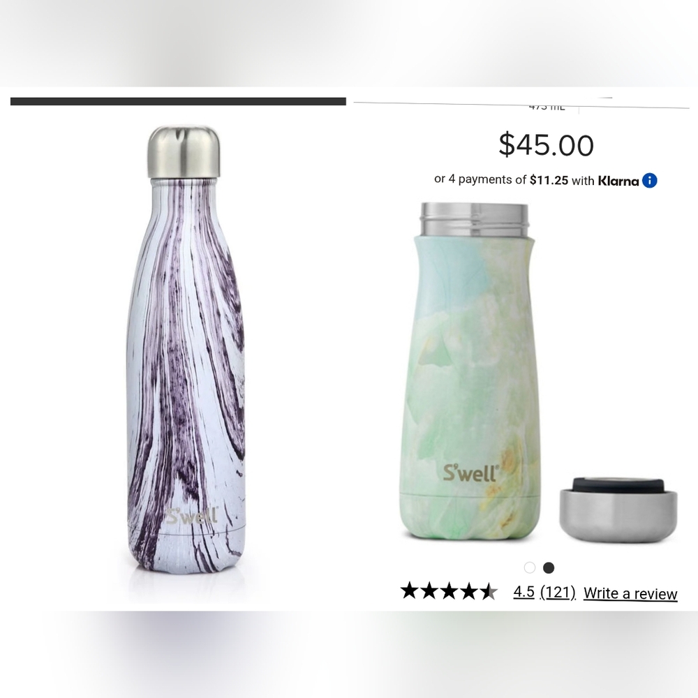 Swell Stainless Steel Insulated Bottles  Purple Marble & Wide Mouth Teal